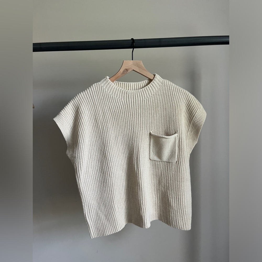 Cream tshirt sweater vest